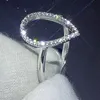 Choucong New Fashion Hollow Out CZ Zirconia Pear Water Drop Classic Ring Wedding Jewelry Sparkling 100％925 Sterling Silver Rings 306o