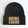 Winter Warm Borduurwerk Bruids Bruid Team Squad Stretchy Gebreide Mutsen Hoeden Unisex Wool Hip Hop Skullies Caps