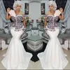 Stylowa ASOEbi Mermaid Prom Dresses Sexy Off Ramię Koronki Aplikacja Peplum Dubaj Party Sukienki Glamorous Satin Sweep Pociąg Suknie Wieczorowe