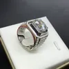 Atemberaubender handgefertigter Modeschmuck aus 925er-Sterlingsilber, beliebter runder, weißer Topas, CZ-Diamant, voller Edelsteine, Herren-Ehering-Ring-Geschenk