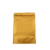 Stand Up Golden Zip Lock Bag återanvändbar aluminiumfolie blixtlåsväska för mat mellanmål godis lagring mylar väska med windows243m