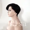 Human Hairstyle for Black Women Short Pixie Cuts Hair wig with Highlights Side part little lace front wigs5219733