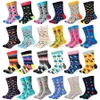 20 Pairs/lot Creative Men's Colorful Striped Cartoon Combed Cotton Happy Socks Crew Wedding Gift Casual Crazy Funny Socks Crazy