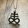 Wiccan Jewelry Symbole alchimique pour l'Église du Soufre de Satan Satans Pendentif Collier en acier inoxydable plaqué noir Inversible2750132
