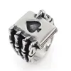 Cyklist mens punk nya mode silver ringar fest smycken topp s rostfritt stål spade poker klo cool silver ring kka19526563413