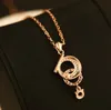 Real Gold Plated Choker Necklace Crystal Round Pendant Necklace for Women Fashion Jewelry Costume Accessories