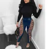 2018 Fashion Zipper Hohe Taille Lange Hosen Spitze Up Aushöhlen Sexy Club Hosen Leder Hosen Plus Größe