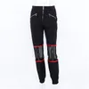 Peeli Mesh Patchwork Women Cargo Pants Sexy Hollow Out SweatPants Streetwear 2018 High Waist Joggers Femme Zipper Long Trousers