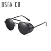 DSGN CO. Moderne Gothic Steampunk Sonnenbrille für Männer und Frauen, verstellbare Abdeckung, runde Sonnenbrille, 8 Farben, UV400