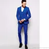 Smoking dello sposo di design superiore Due bottoni Royal Blue Notch Risvolto Groomsmen Abito da uomo migliore Abiti da uomo da sposa (giacca + pantaloni + gilet + cravatta) J401