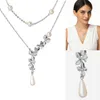 Collier à double pont en perles et fleurs de style euraméricain, long pendentif en perles pour femmes, jolis accessoires pour filles, cadeau, livraison gratuite