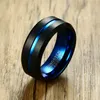 Bague de fiançailles pour hommes, Design Simple, anneaux de mariage en tungstène noir mat bleu, bijoux 2309643