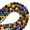 8mm groothandel mix kleur agat kleurrijke natuursteen ronde losse kralen voor sieraden maken 4/6/8/10/12 mm DIY armband Strand 15.5 ''