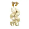 Blond brasiliansk Virgin Body Wave Keratin Kapslar Human Fusion Hair Nail U Tips Hair Extension 200g Remy Pre Bonded Hair Extension