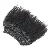 人間の髪の伸びの中のAfro Kinky Carly Clip 8PCS二重強い緯ひこ100gクリップ自然な巻き毛のブラジルの髪の拡張
