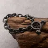 Bracciale Punk Cool 316 L in acciaio inossidabile titanio nero opaco per gioielli con ciondoli a mano da uomo KALEN