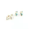 Fashion Gold Color Natural stone Triangle White Green Turquoise stud Earrings Jewelry For Women