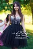 Gothic Black Crystals Short Prom Dresses 2019 A Line Plus Size Knee Length Cheap Arabic African Girls Pageant Celebrity Evening Party Gowns