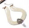 Noble multicouche Perles Chaîne Romantique Collier Ras Du Cou Simulé Perle Collier Bijoux De Mode