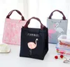 Portable Lunch Picnic Bag Cartoon Flamingo Pouch dinking foods Storage Bags Insulated Thermal case Cooler Tote bag