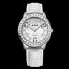 Kvinna Casual Lysous Watch Vattentät Damer Sport Klockor Läderrem Vit Rhinestone Ring Relogio Klänning Kvinna Quartz Armbandsur