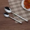 Rostfritt stål bambu bestick set bordsartiklar servis spegel polsk silver bestick middag knivar gafflar qw69842139443