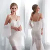 Sexy marfim sereia vestidos de casamento espaguete tintas destacável manga curta laço vestido nupcial 2018 em stock moda vestido de noiva barato