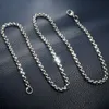 50cm 60CM 70CM acciaio inossidabile 4mm tono argento collana a maglia anello link n305