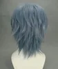 Wig Cosplay Женский короткий темно -синий парики волос 32 см.