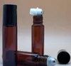 Rotolo vuoto su flaconi di vetro ambrato da 10 ml [RULLO IN ACCIAIO INOSSIDABILE] Roll on ambrato ricaricabile per aromaterapia, profumo essenziale