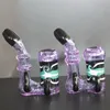 Individualizzazione Bong in vetro viola con 2 gorgogliatori d'antenna neri Gorgogliatore d'acqua in vetro gorgogliatore colorato fumante bruciatore a nafta Soffiaggio manuale