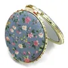 Makeup Compact Pocket Floral Speglar Double-Side Folding Mirror Hot Partysu Cloth Cover Printed Portable Round Speglar F1614