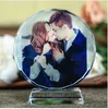 Aangepaste ronde vorm kristal glas fotolijst gepersonaliseerd fotolijst fotoalbum voor verjaardag vrienden geschenken home decor