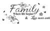 Famille où la vie commence l'amour ne finit jamais citations de famille Stickers muraux décor mural PVC décalcomanie citation Black1292664