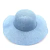 Szeroki Brim Beach Summer Sun Kapelusze Dla Kobiet Cambric Chapeu Feminino Organza Kwiat Faux Leather Bowknot Tie Kobieta Słomiane Czapki 2szt