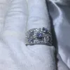 Vecalon Moda Biżuteria Krzyż pierścień 925 Sterling Silver 5A Cyrkon CZ Zaręczyny Zespół Ślub Pierścienie Dla Kobiet Mężczyzn Palcowe Pierścień Prezent
