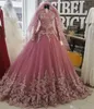 2018 Muslim High Neck Long Sleeve Wedding Dresses Lace Applique Plus Size Saudi Arabia Bridal Ball Gown Train Custom vestido de noiva