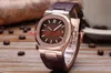 5 Цвета роскошные высококачественные часы 40 5 мм Nautilus 5711 1R-001 Кожа 18K Rose Gold Asia Mechanical Transparent Mudation Mens WAT2585