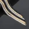 Iced Out Tennis Chain 2 Row Halsband överdådig högkvalitativ klastisk silverguldfärg Män kedjor Fashion Hip Hop Bling Jewelry283C