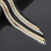 Iced Out Tennis Chain 2 Row Necklaces Sumptuous High Grade Clastic Silver Gold Color Men Chains Fashion Hip Hop Bling Jewelry283C