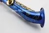 Högkvalitativ Suzuki B Flat Sopran Saxofon Måla Guldknapp Rak Tube Unika Blå Sax Top Musikinstrument Gratis Frakt