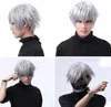 Gratis verzending Charming Mooie Hot Quality Tokyo Ghoul Kaneki Ken Korte Haar Straight Cosplay Haar Pruik Fancy Dress Unisex