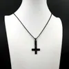 Livraison gratuite bijoux ton noir croix de saint pierre à l'envers croix pendentif en acier inoxydable catholique collier boîte chaîne 18-32''