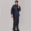 nouvel imperméable Pantalon de pluie Polyester imperméable ensemble adulte imperméable coupe-vent respirant épaississement imperméable à capuche (bande réfléchissante arrière)