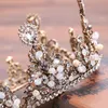 Barokowy Vintage Kryształ Bridal Crowns Hairbands Gold Bridal Tiaras Opaski Ślubne Diadem Królowa Korona Retro Tiara Wedding Włosy Akcesoria