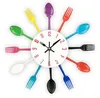 Coutellerie Design Horloge Murale En Métal Coloré Couteau Fourchette Cuillère Cuisine Horloges Creative Moderne Décor À La Maison Antique Style Mur Montre