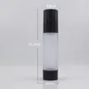 50ML frosted Travel Refillable Cosmetic Airless Bottles Plastic Treatment Pump Lotion Containers with Black F1526