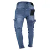 Men Jeans Tactical Cargo Pants Multi Pockets Pencil Straight Zipper Cut Denim Trousers