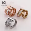 Rhinestone ringar för kvinnor rostfritt stål ros guld romerska siffror fingerringar femme bröllop förlovning rings smycken