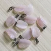 Partihandel Mixed Natural Stone Graverade Löv Leaf Shape Bead Pendants Charms Perfekt passform Armband Örhängen Pendants Gratis frakt